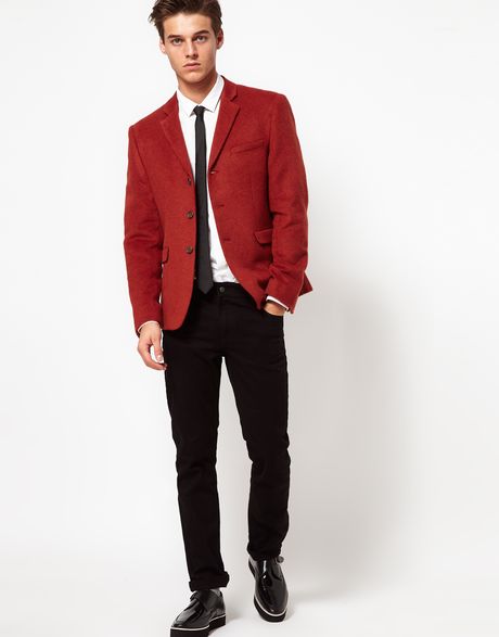 Asos Slim Fit Blazer in Red for Men | Lyst
