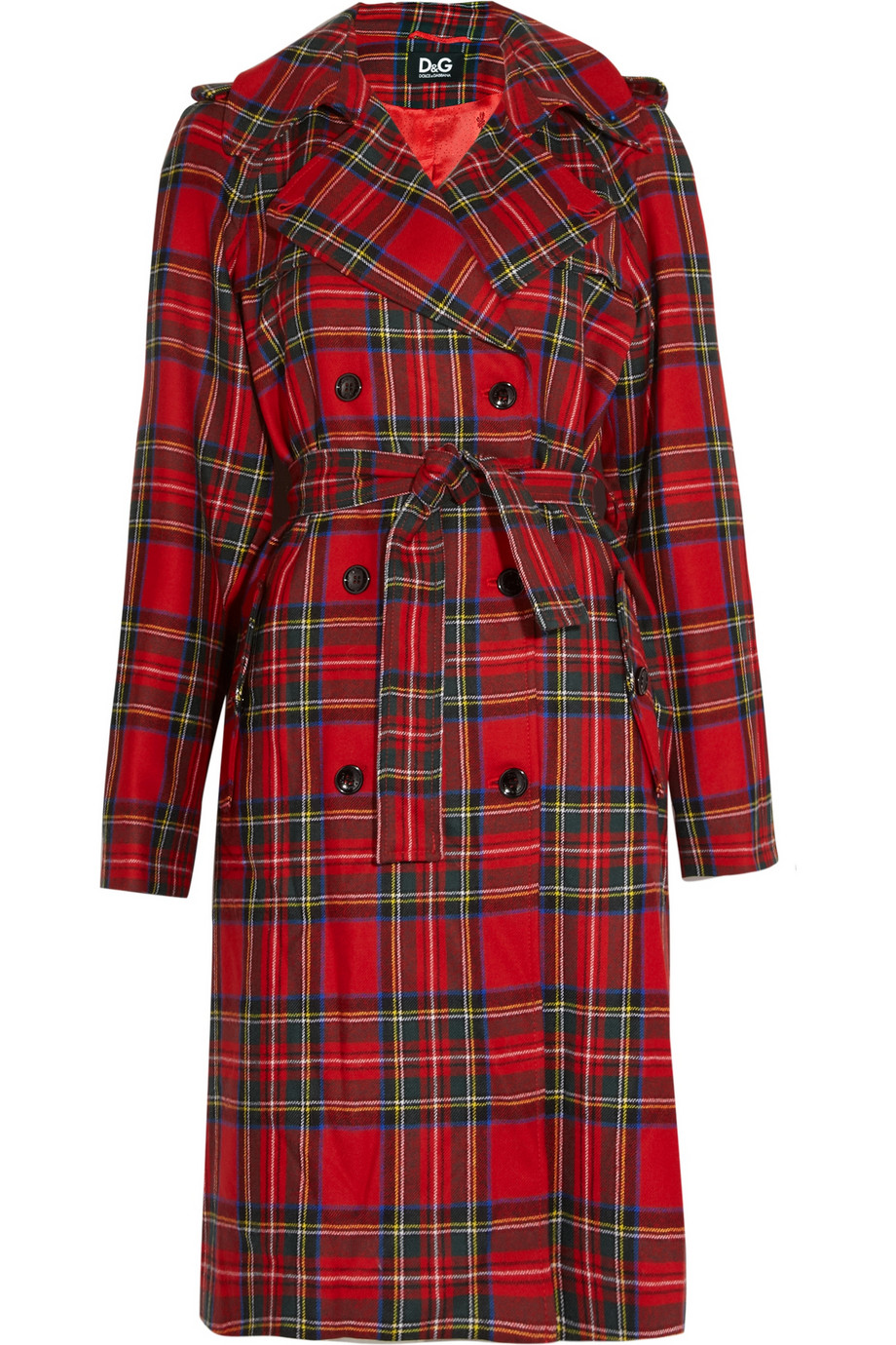 Lyst Dolce & Gabbana Plaid Wool Trench Coat in Red