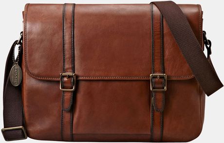 Fossil Estate Leather Messenger Bag in Brown for Men (cognac) | Lyst