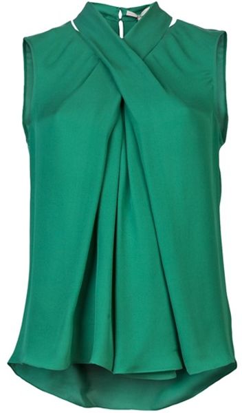Halston Heritage Sleeveless Top in Green (emerald) | Lyst