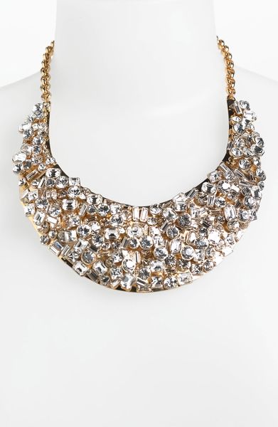 Kate Spade Statement Bib Necklace in White (clear crystal/ gold) | Lyst