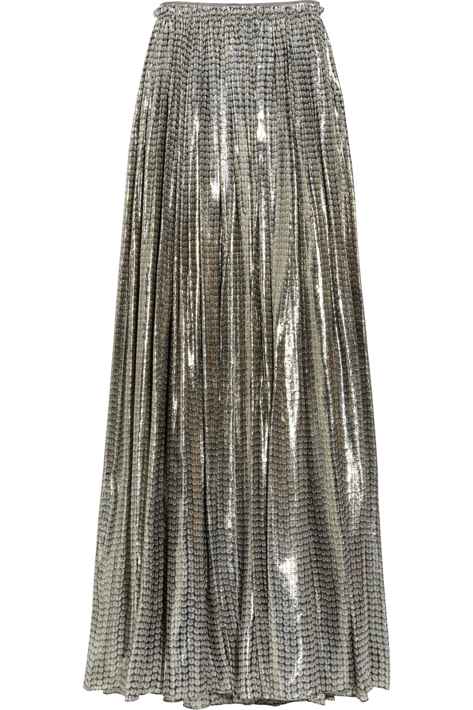 Lyst - Lanvin Printed Silk-blend Lamé Maxi Skirt in Metallic
