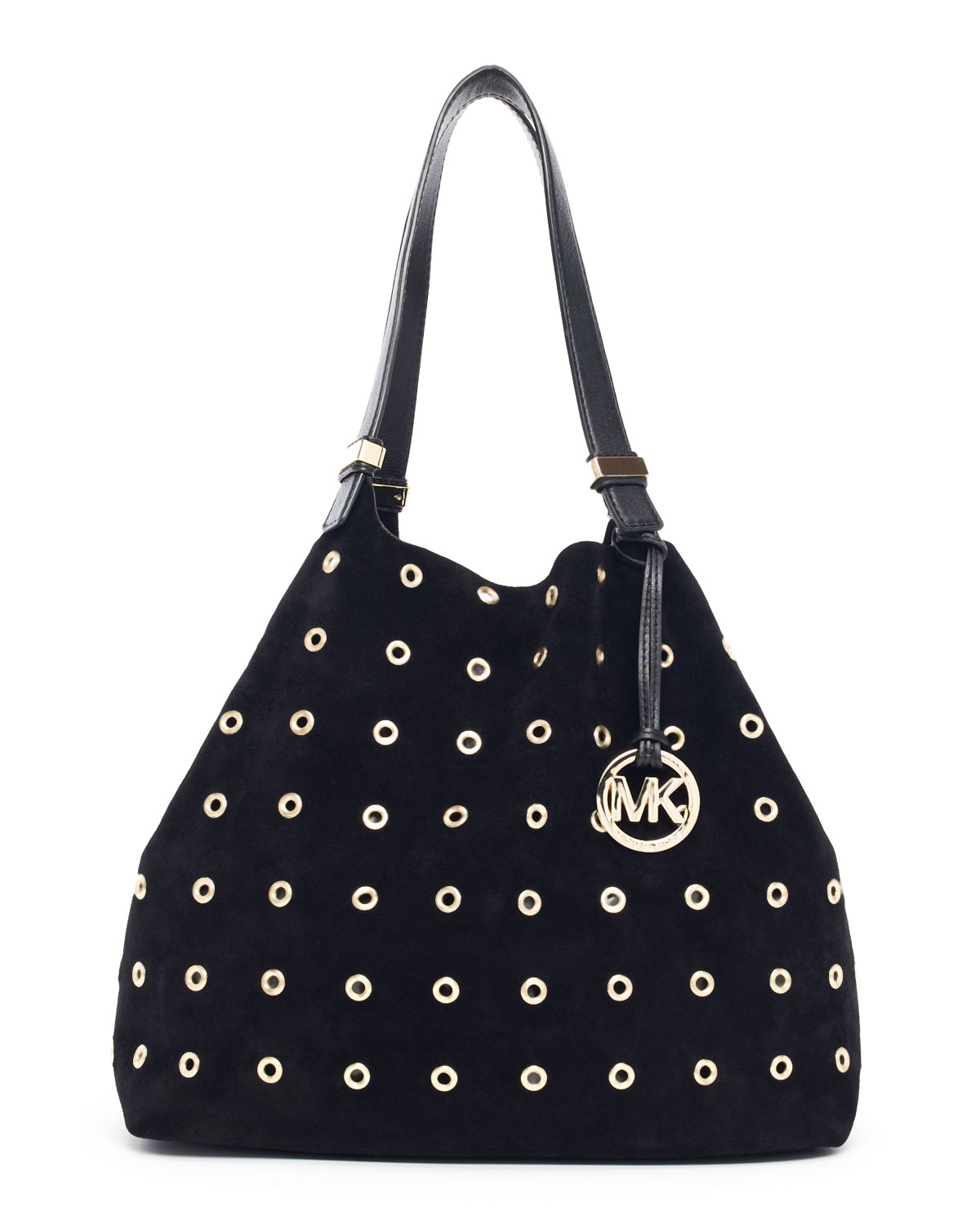 Michael Michael Kors Large Colgate Grommet Suede Tote in Black | Lyst