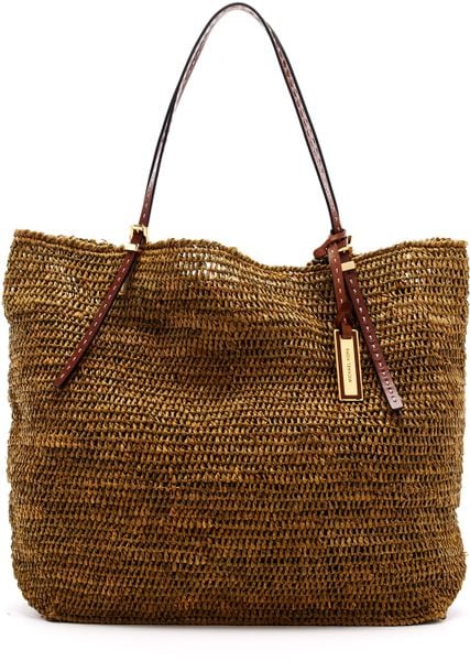 Michael Kors Santorini Raffia Tote Bag in Brown (luggage) | Lyst