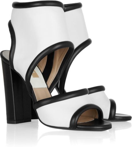 Michael Kors Leather Cuff Sandals in Black (white) | Lyst
