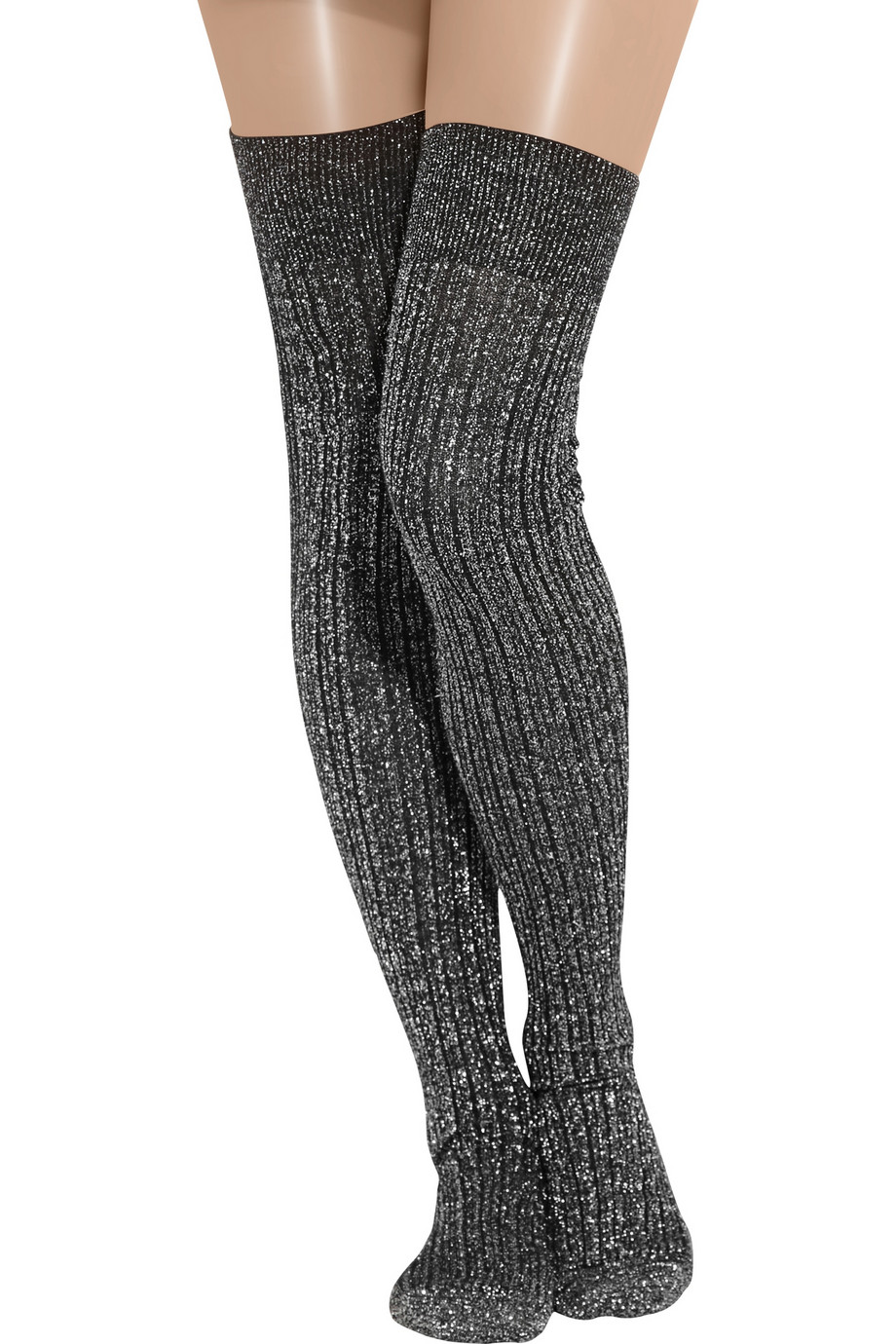 Lyst - Miu miu Metallic Ribbed Wool-blend Socks in Gray