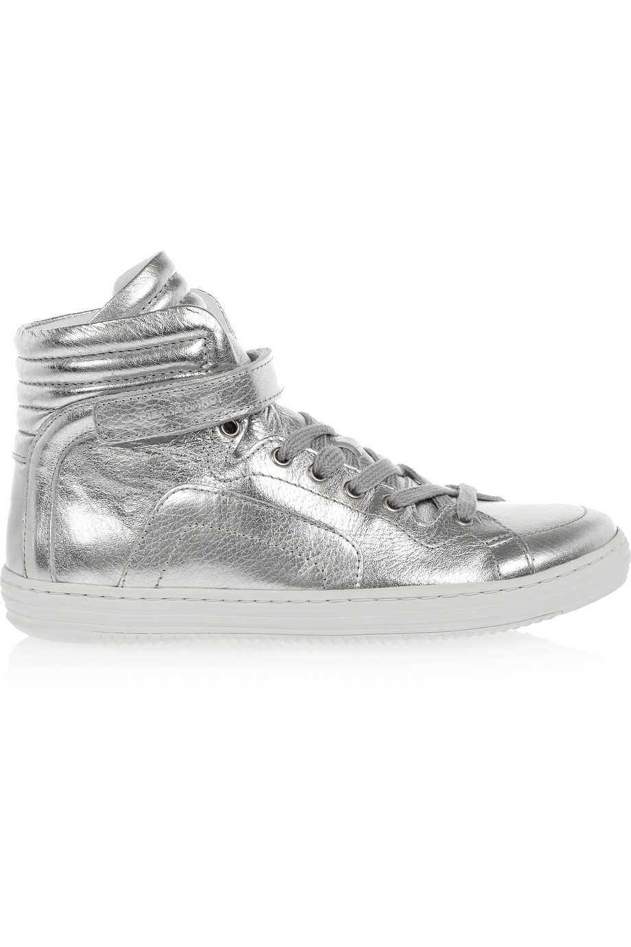 Pierre hardy Silver Foil Leather Carryover High_top Sneakers in ...