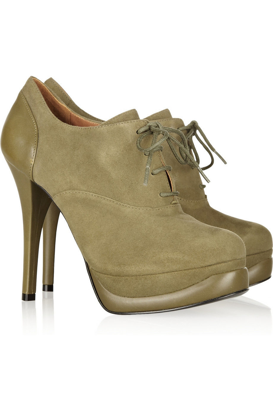 Pour La Victoire Anika Leather and Suede Ankle Boots in Green (sage) | Lyst