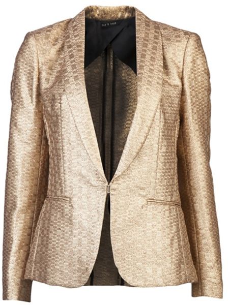 Rag & Bone Sliver Tuxedo Jacket in Gold | Lyst