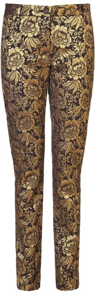 Wunderkind Gold Floral Brocade Trousers in Gold | Lyst