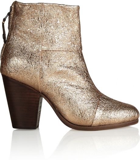 Rag & Bone Newbury Metallic Textured-Leather Ankle Boots in Gold | Lyst
