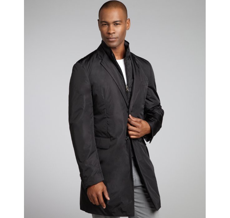 Prada Padded Nylon Blazer Style Car Trench Coat in Black for Men | Lyst
