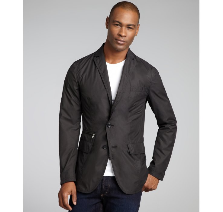 Lyst Z Zegna Black Blazer Style And Leather Trim Jacket In Gallery