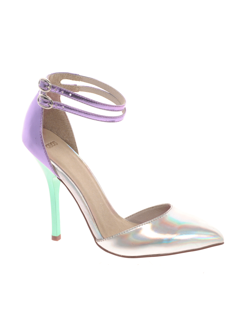 metallic pointed toe heels
