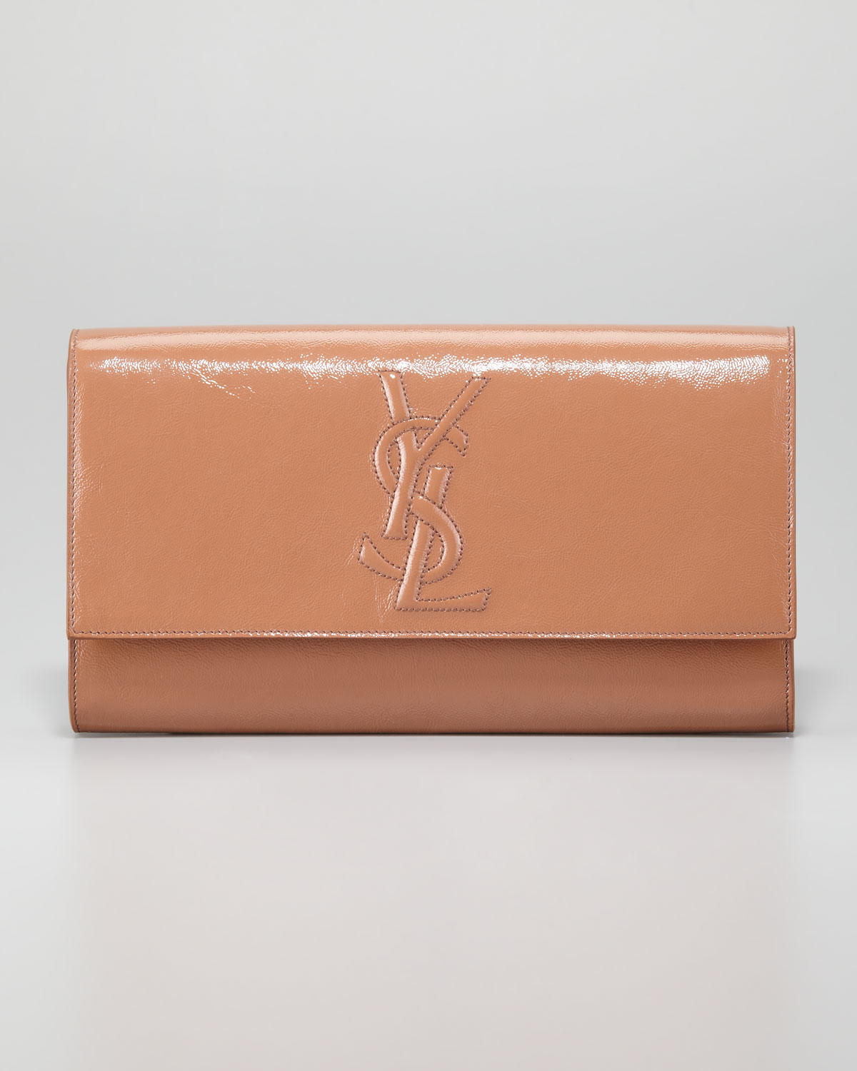 Saint laurent Belle Du Jour Clutch Bag in Beige | Lyst