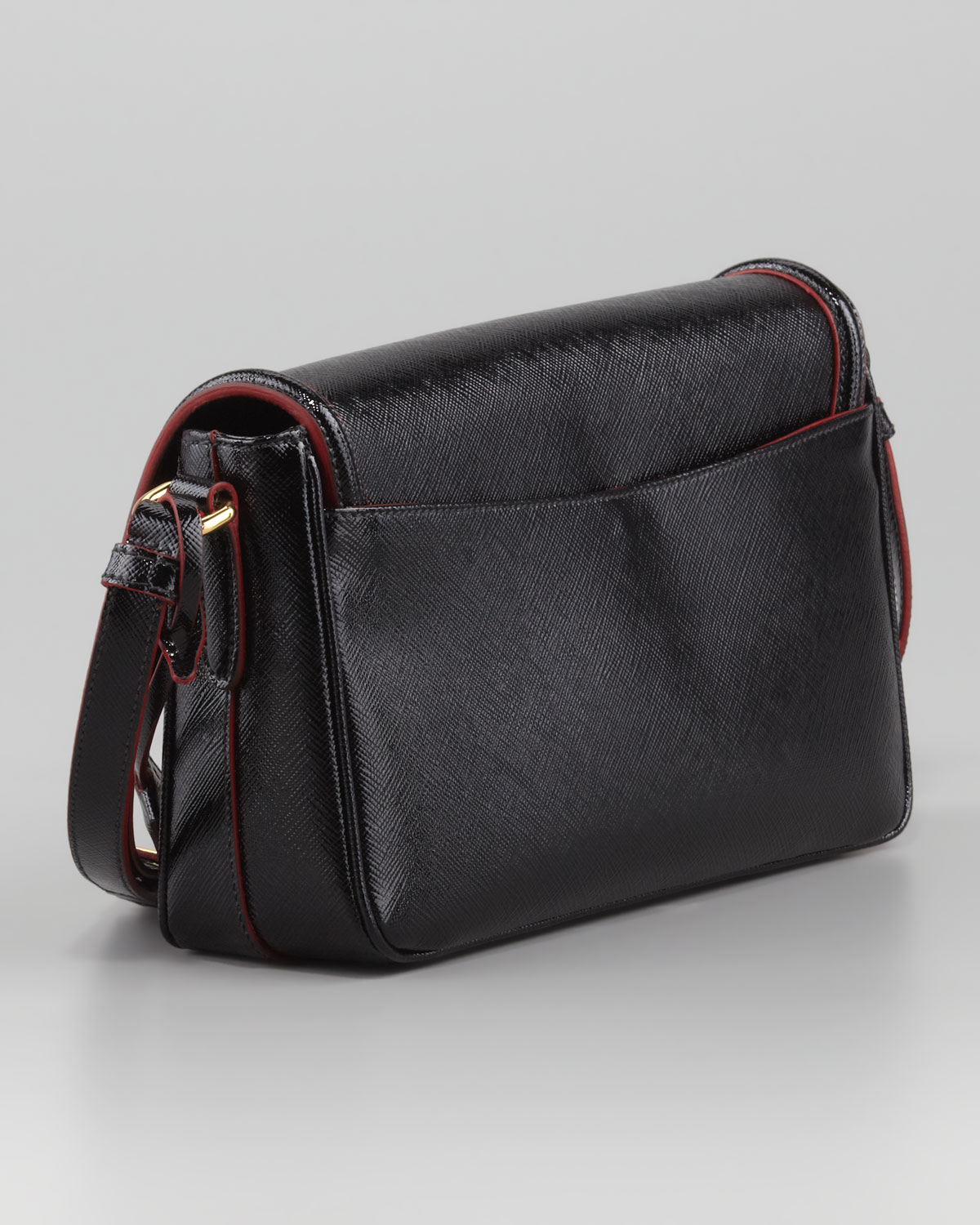 Prada Saffiano Vernice Small Shoulder Bag in Black (nero) | Lyst
