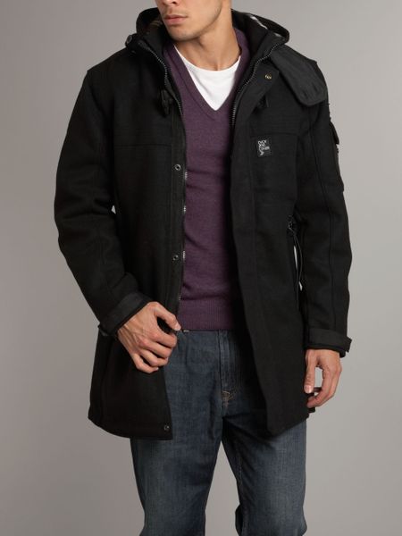 Duck And Cover Melton Duffle Coat in Black for Men | Lyst