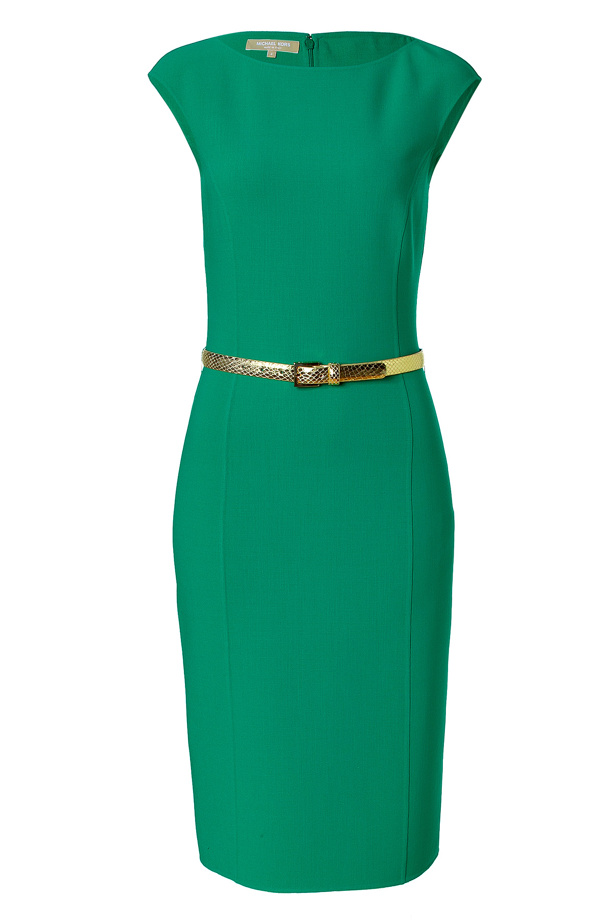 Lyst - Michael kors Emerald Belted Wool Blend Sheath Dress in Green