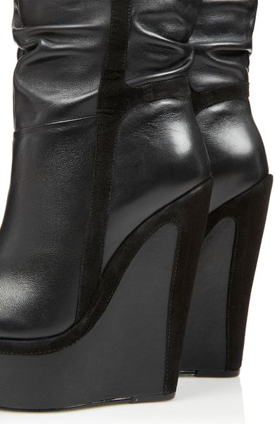 Topshop Winters Knight Wedge Boots By Cjg in Black | Lyst