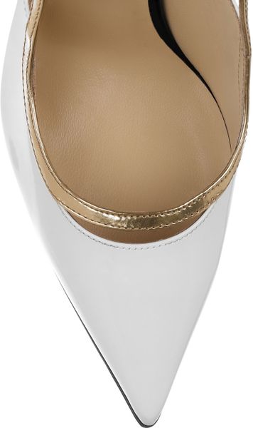 Jimmy Choo Viper Patentleather Pumps in White | Lyst