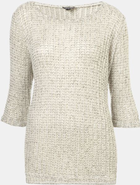 Topshop Fisherman Text Sweater in Gray (end of color list cream) | Lyst