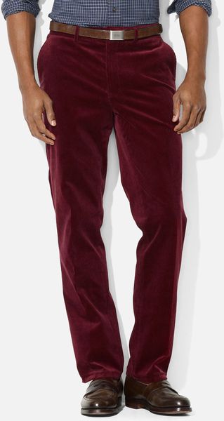 Polo Ralph Lauren Preston Flat Front Corduroy Pants in Red for Men ...