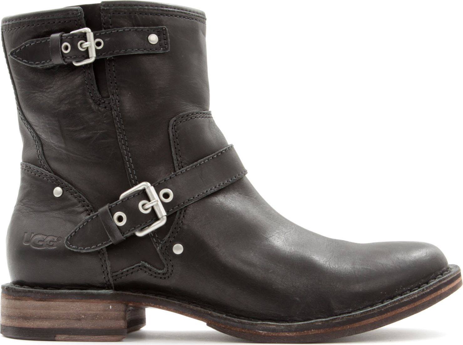 Ugg Fabrizia Leather Biker Boots in Black | Lyst