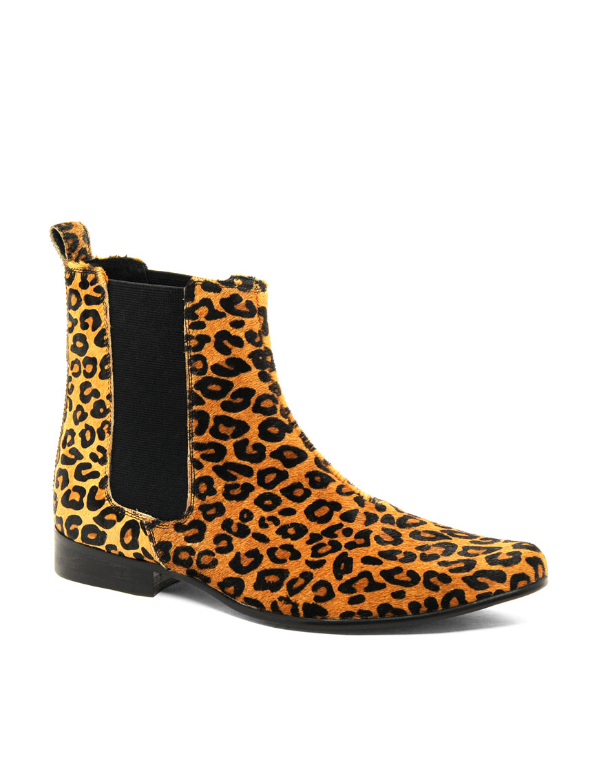 Lyst Asos Asos Chelsea Boots in Leopard for Men
