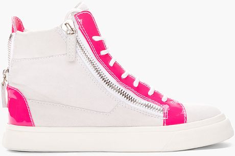 Giuseppe Zanotti Contrast Hi-Top Sneakers in Pink (grey) | Lyst