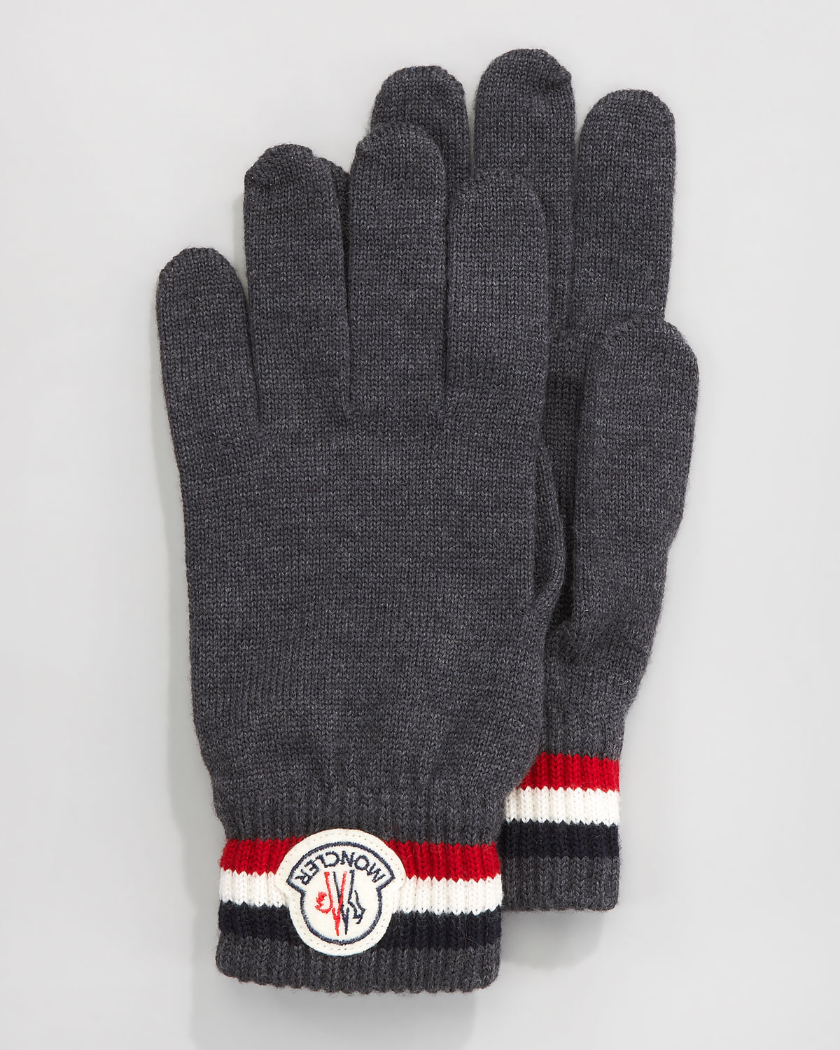 Lyst - Moncler Flagtrim Gloves in Gray for Men
