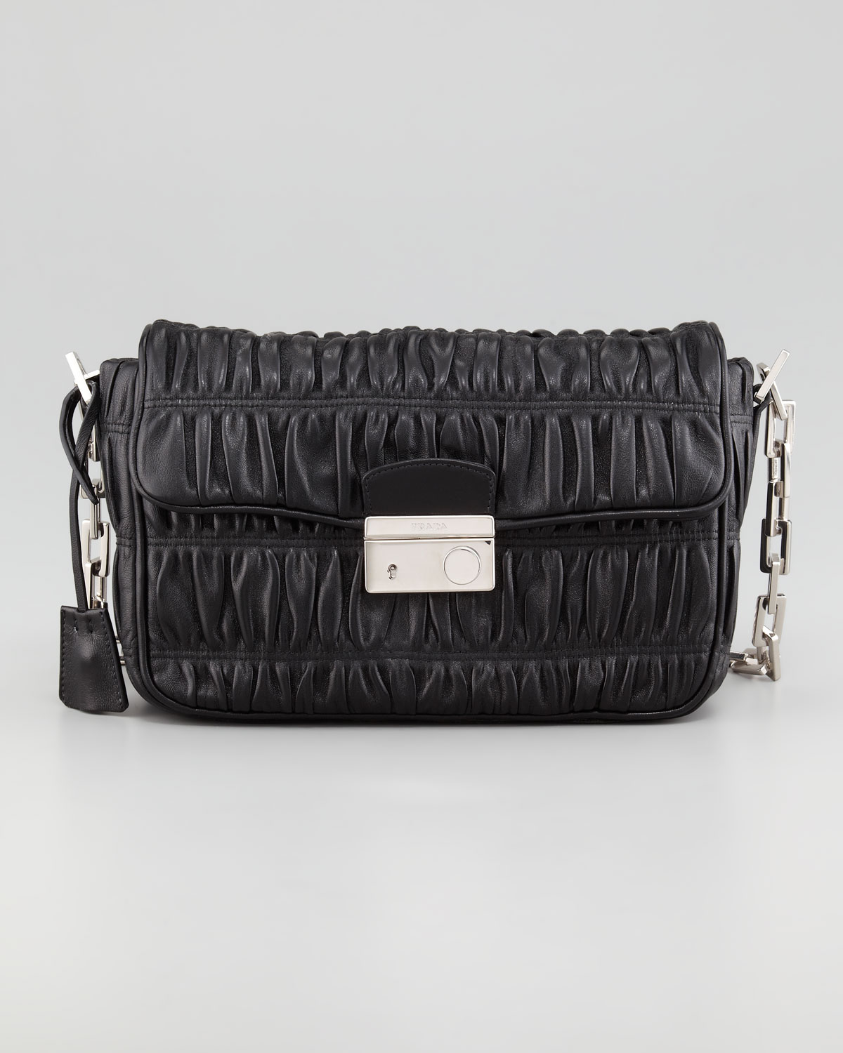 Prada Napa Gaufre Chain Shoulder Bag in Black (nero) | Lyst  