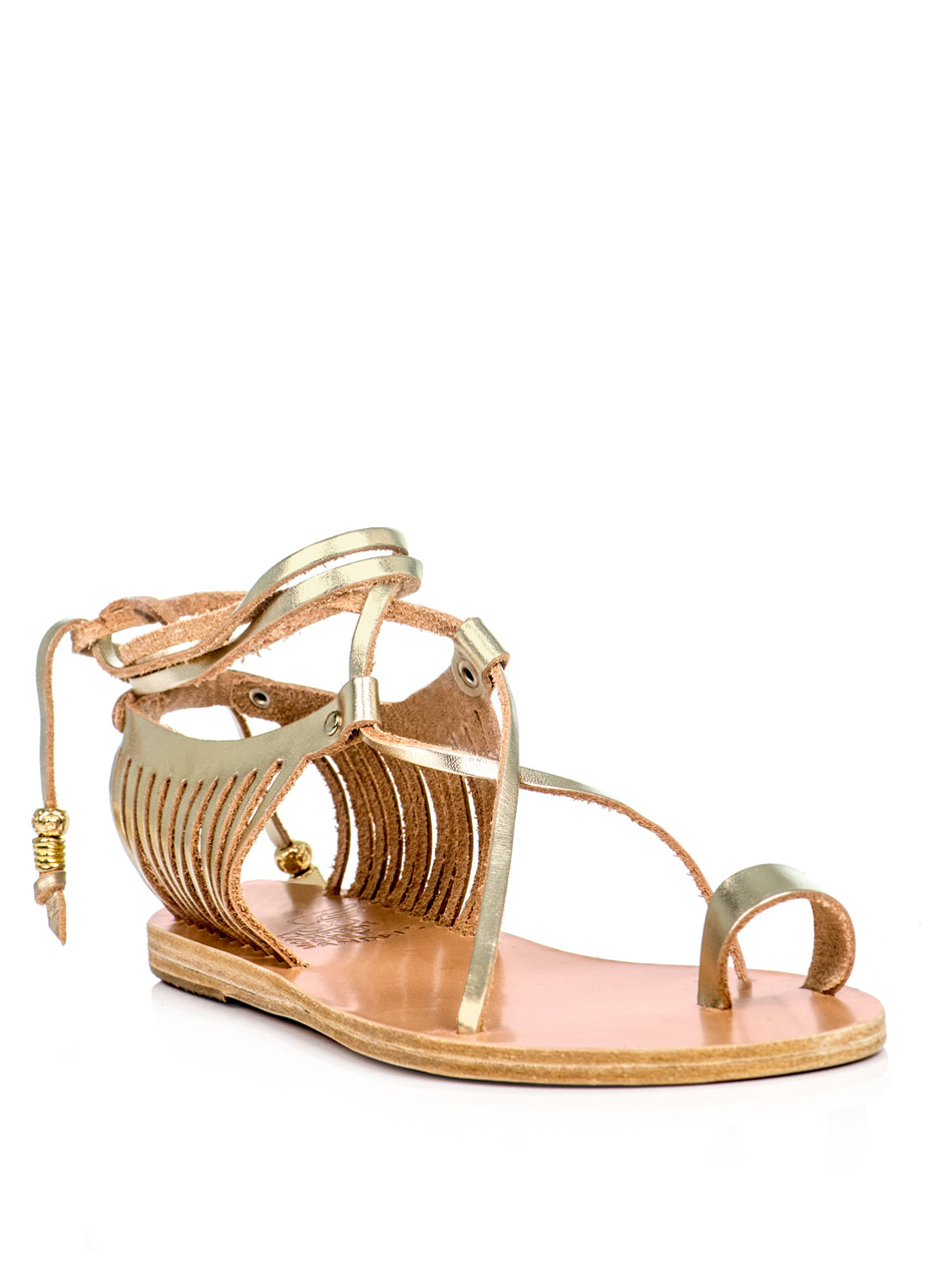 Ancient greek sandals Leather Sandals in Yellow | Lyst