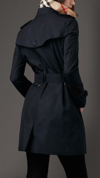Burberry Midlength Cotton Gabardine Trench Coat in Blue (navy) | Lyst
