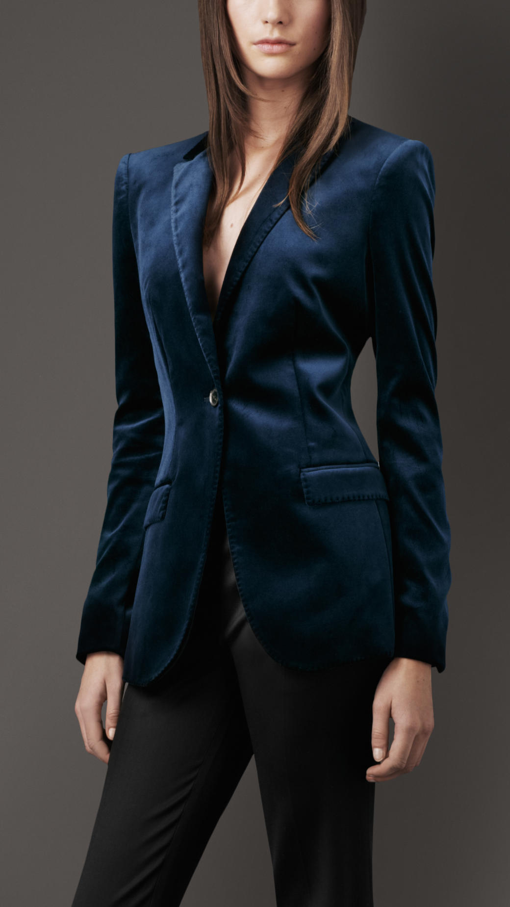 Lyst - Burberry Stretch velvet Jacket in Blue