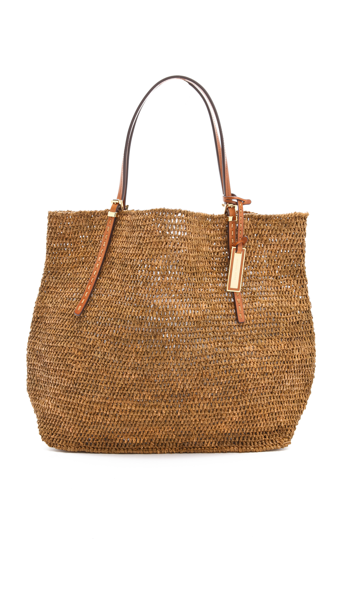 Lyst - Michael kors Santorini Raffia Tote in Brown