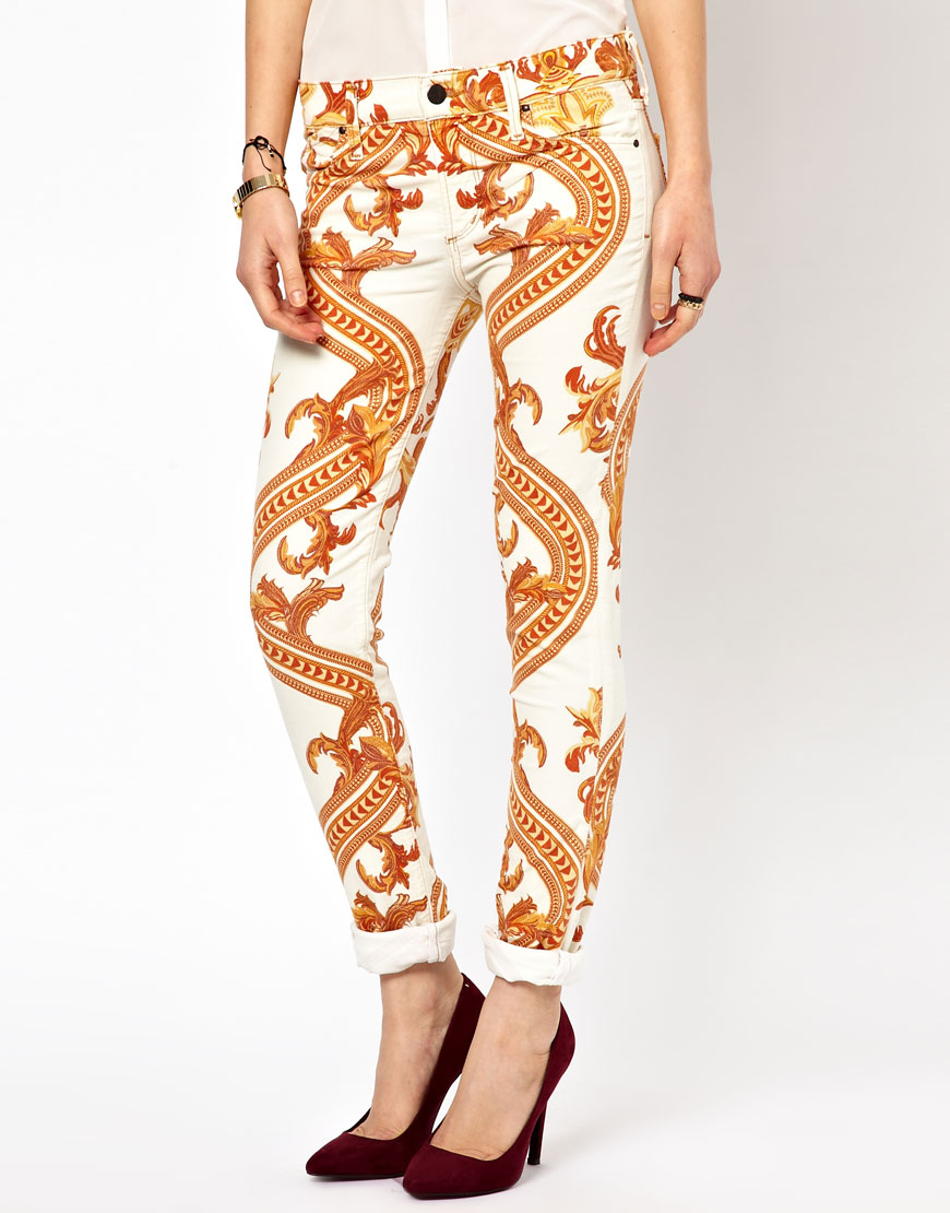 Citizens of humanity Rococo Printed Skinny Jeans in Yellow | Lyst