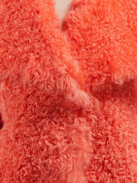 Guy Laroche Lamb Fur Coat in Orange (coral) | Lyst