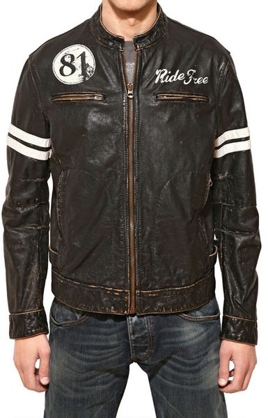 Armani Jeans Vintage Leather Biker Jacket in Black for Men | Lyst