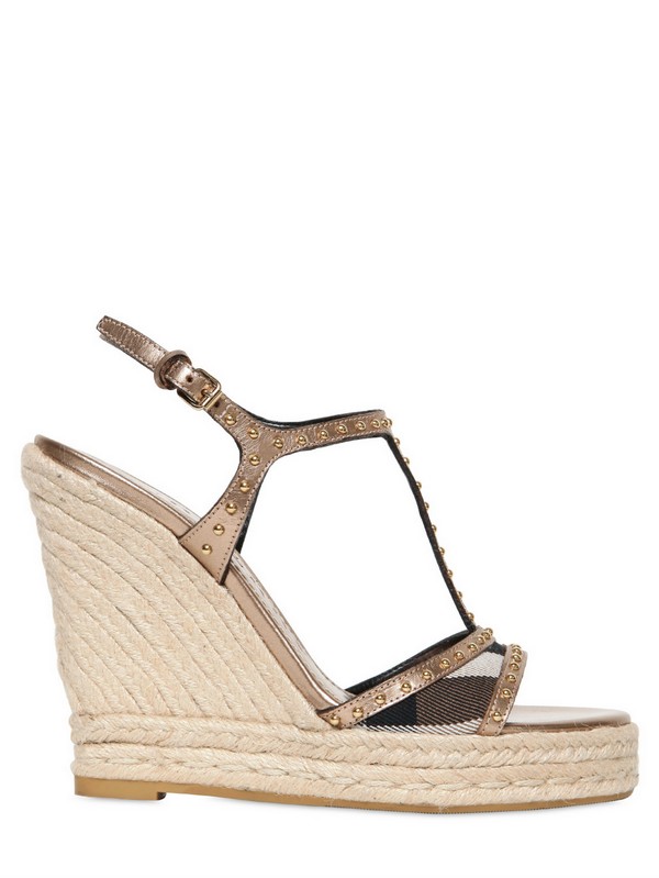 Burberry 120mm Laleham Rope Wedges in Beige (gold) | Lyst