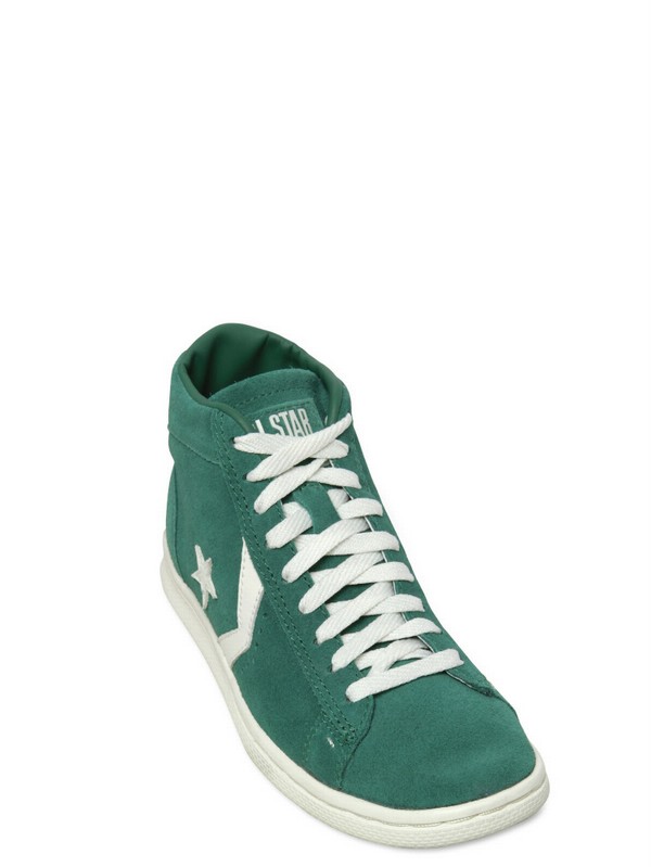 converse pro leather suede green