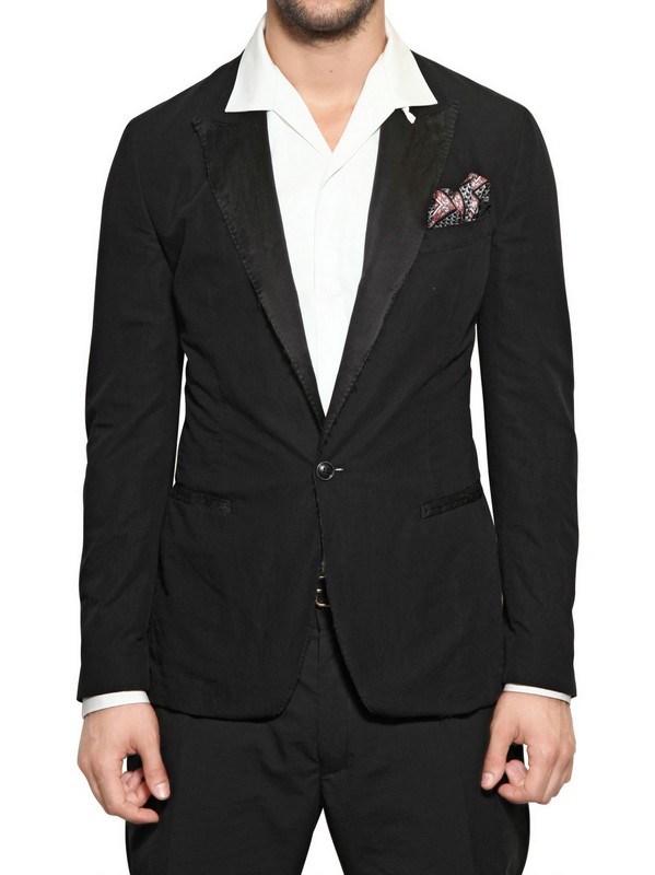 Lyst Dolce & gabbana Washed Cotton Peaked Lapel Jacket in Black for Men