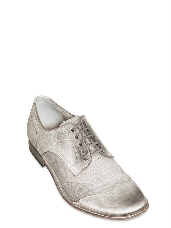 Lyst - Dolce & gabbana Milano Canvas Crinkled Leather Shoes in Natural ...