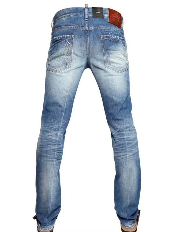 Lyst - Dsquared² 19cm Faded Splash Stretch Denim Jeans in Blue for Men