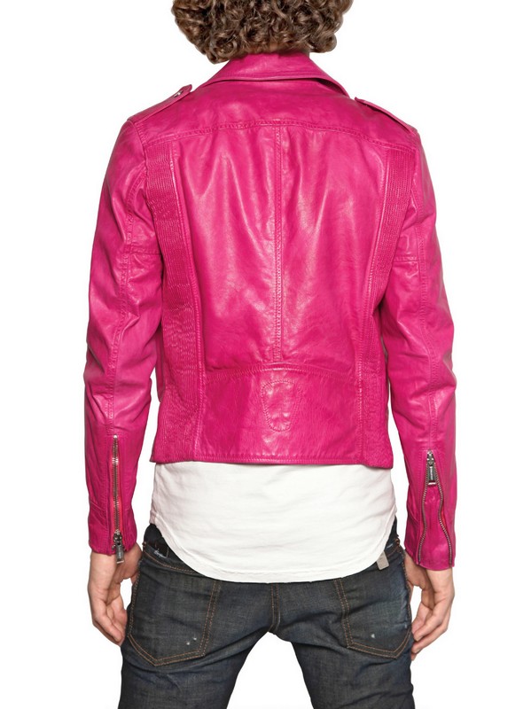 Lyst - Dsquared² Chiodo Leather Jacket in Pink for Men