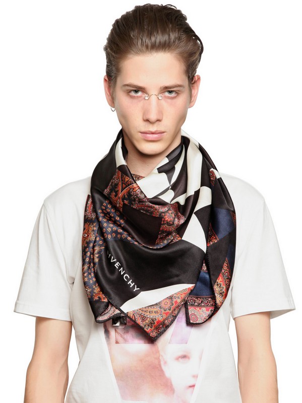 Givenchy Patchwork Print Light Silk Satin Scarf in Black for Men Lyst