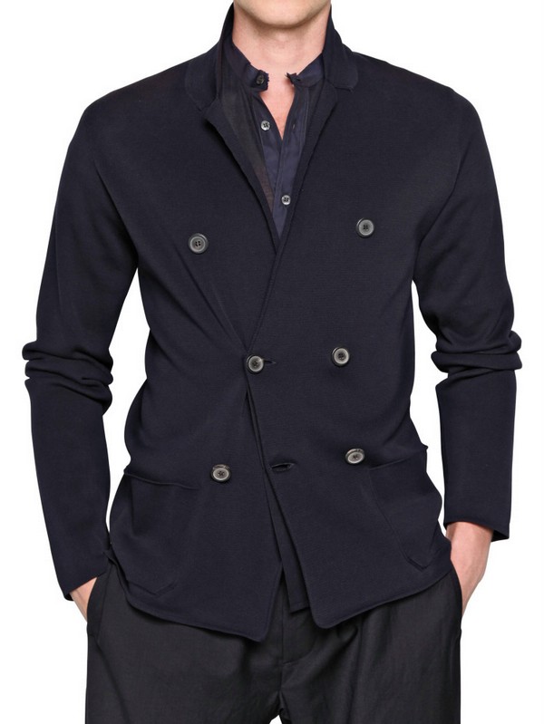 Lanvin Double Breasted Cardigan in Blue for Men Lyst