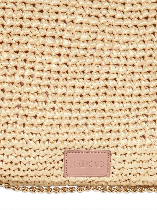 Lyst - Red Valentino Crochet Raffia and Leather Clutch in Natural