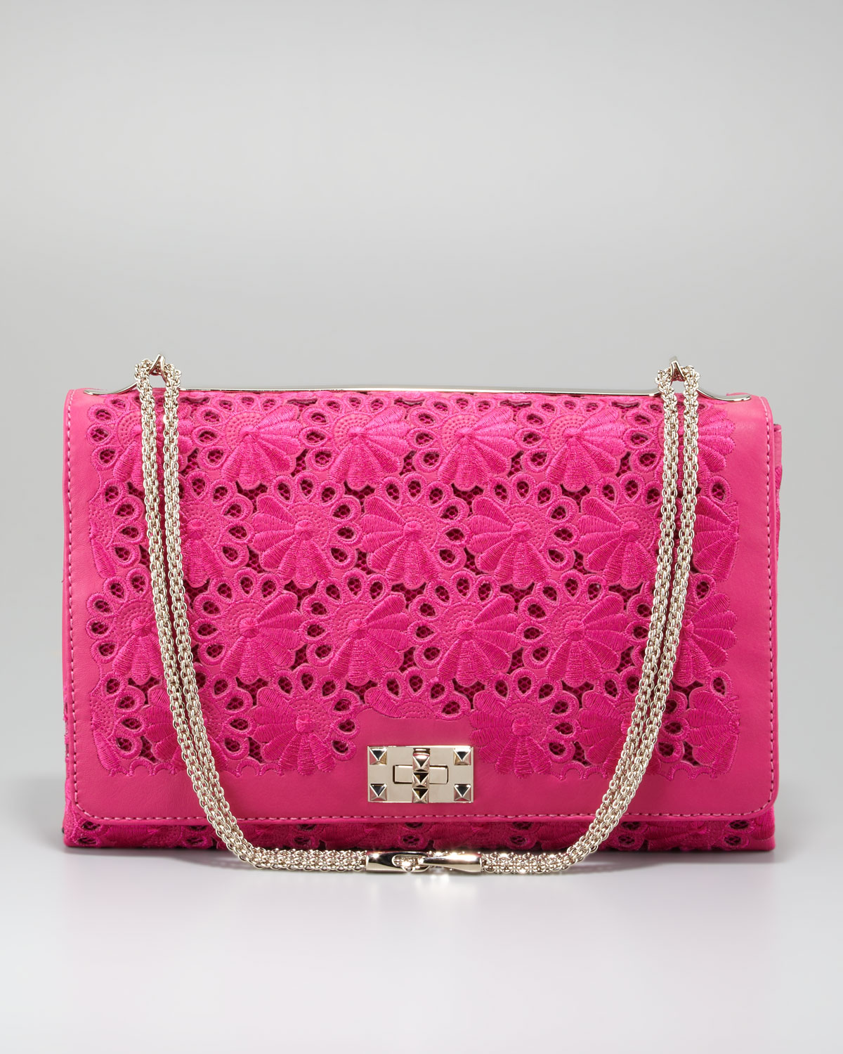 Valentino Floral Lace Cutout Shoulder Bag in Purple (FUCHSIA) | Lyst