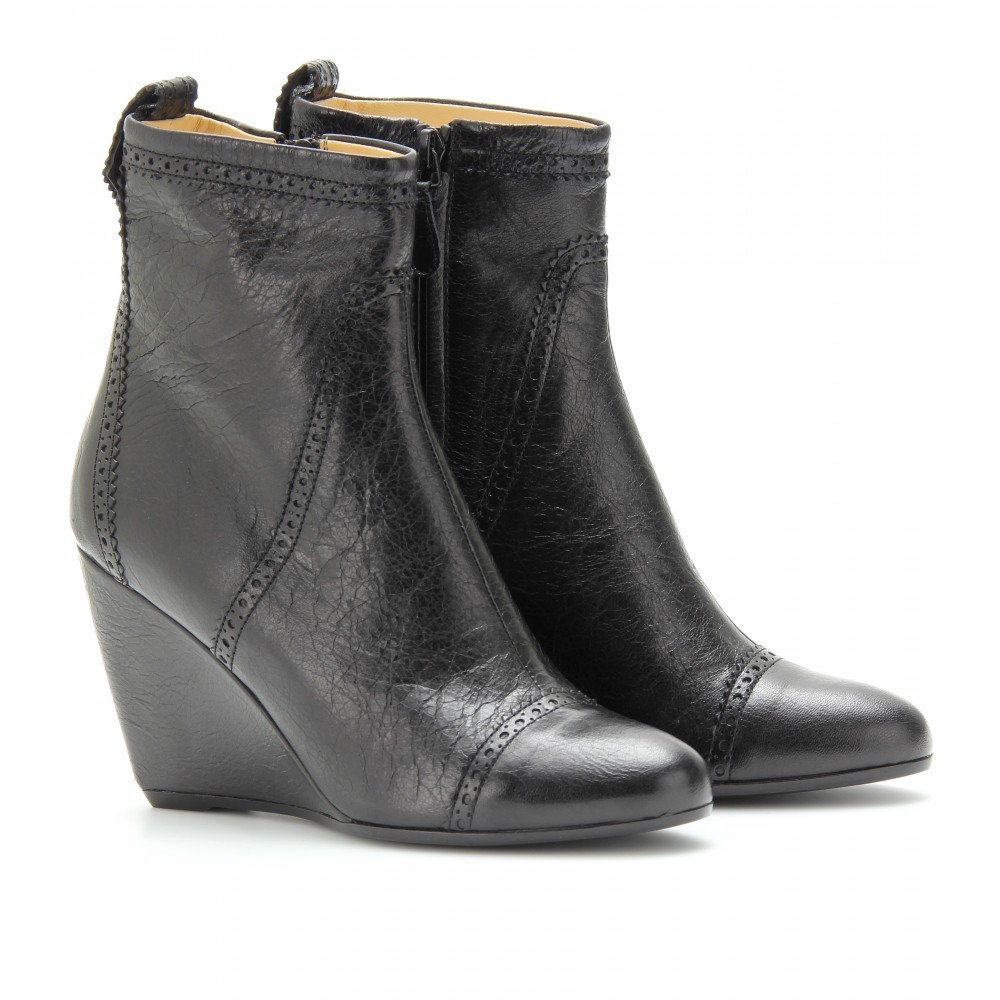 black wedge boots