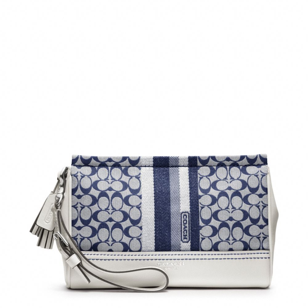 Coach Legacy Signature Stripe Large Wristlet in Blue | Lyst